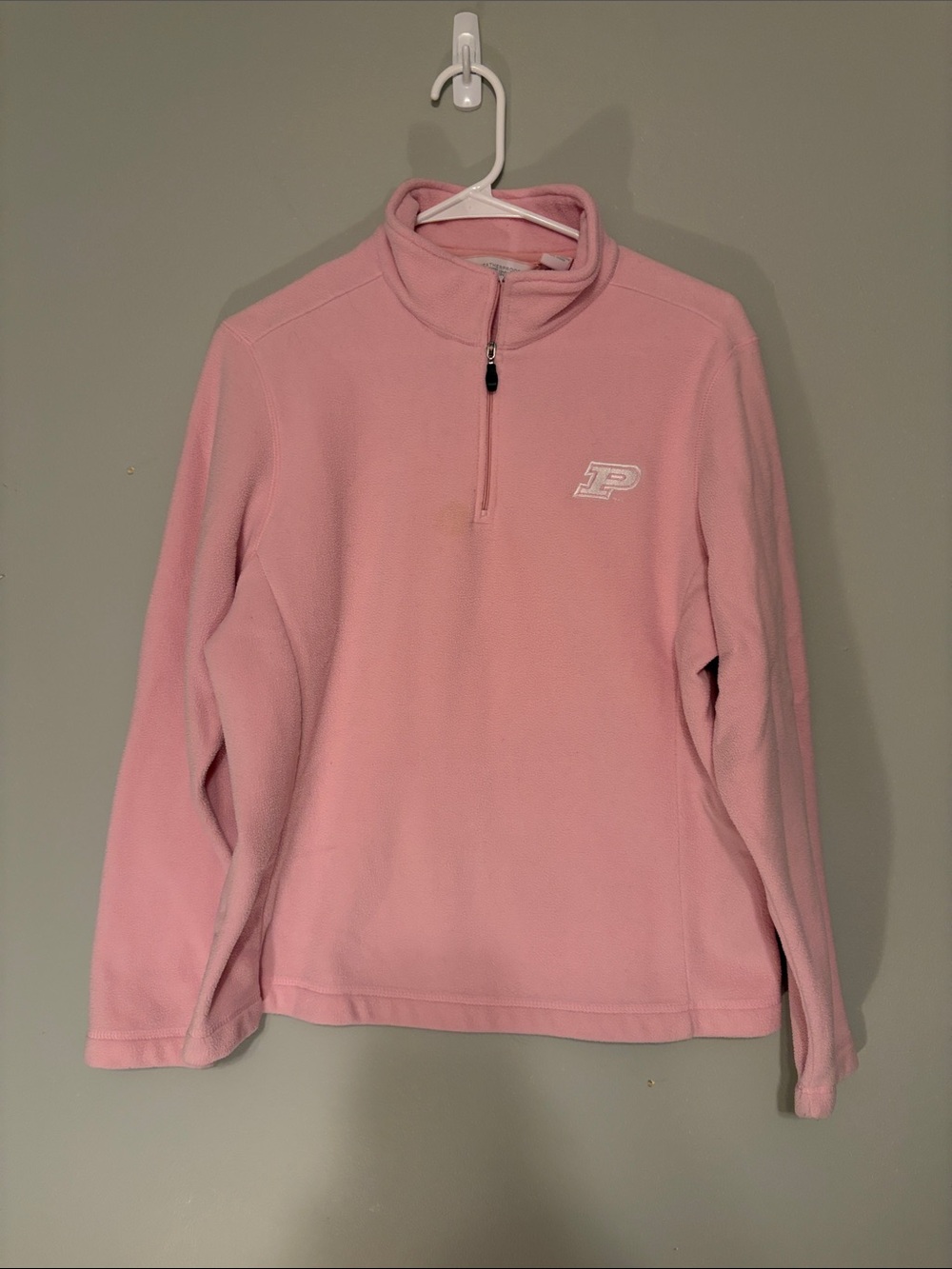 Pink Quarter-Zip Fleece Pullover with 'Purdue P” Logo